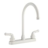 Dura Faucet DF-PK330HC-WT RV J-Spout Kitchen Sink Faucet (White)